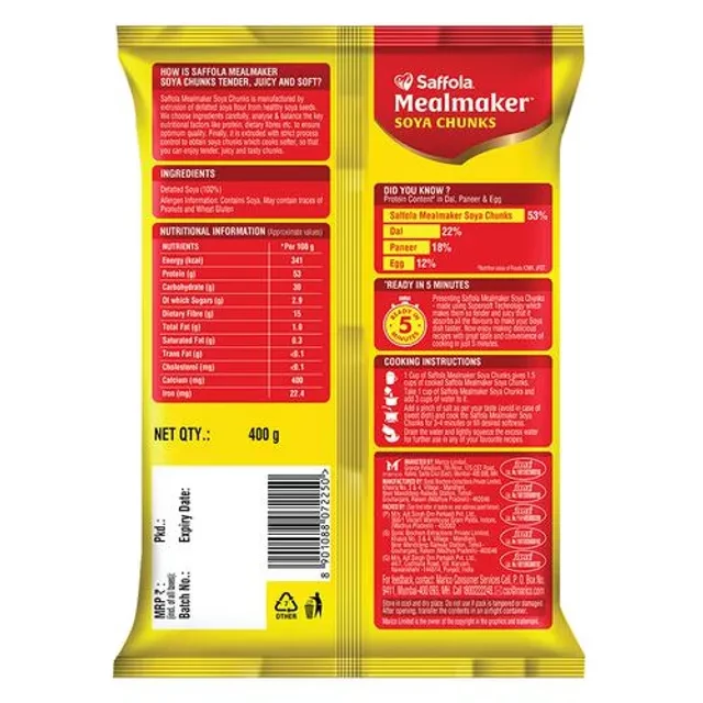 Saffola Mealmaker - Soya Chunks, 400 g-3.webp